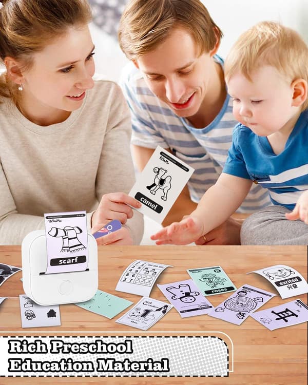 Mini Labelprinter - T02 Lille Bærbar Printer, Lærings Sticker Printer, Noter, Billeder, Hvid