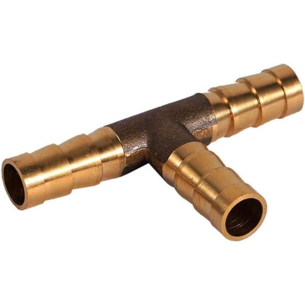 Mässing 3-vägs T-koppling bränsleslanganslutning för tryckluft/gasslang (8mm) + 8mm slanganslutning