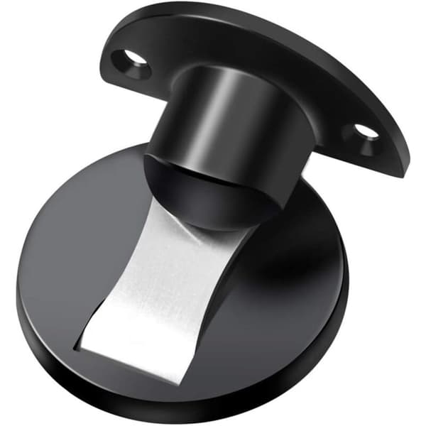 Magnetisk dørstopper i 304 rustfrit stål, Soft-Catch dørstopper i børstet metal, kontordørholder - Sort