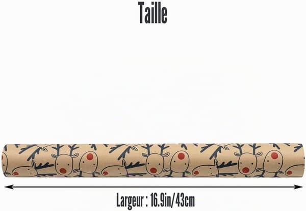 Julklappspapper på rulle: kraftpapper, design med blå älg, återvinningsbart, 43 cm x 3 m
