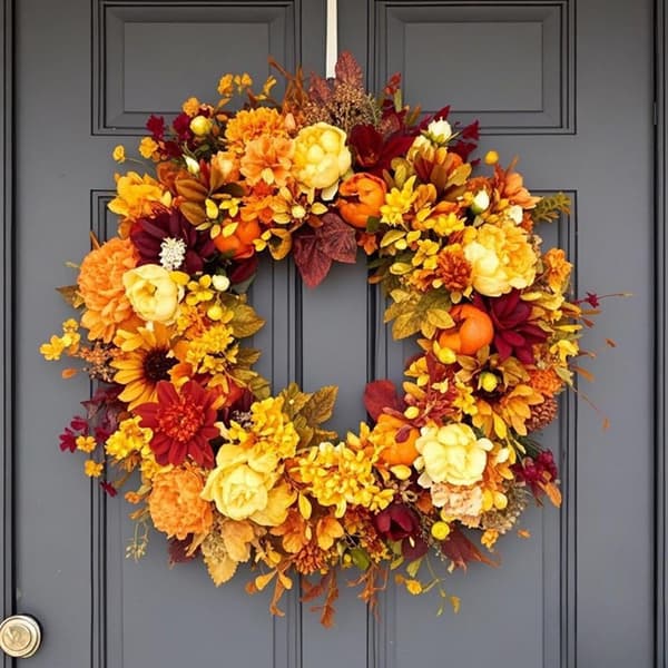 Høstkrans til inngangsdør, til hjemmedekorasjon, høst, Thanksgiving, Halloween, 45cm