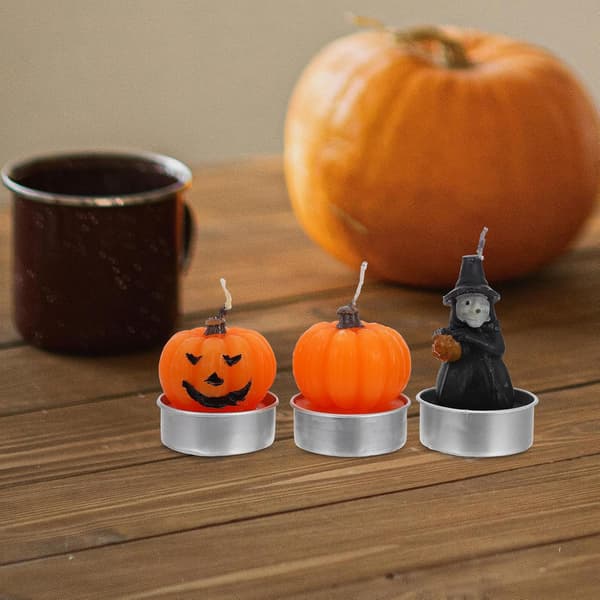 18 stk Halloween gresskarlys, dekorativ parafinvoks