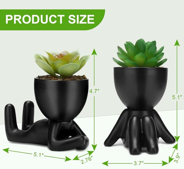 Falske Mini Sukkulenter Kunstige Planter (2 STK) Svart