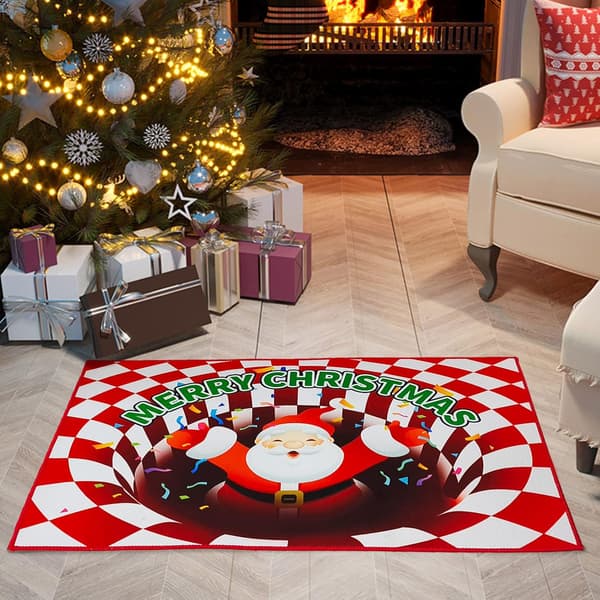 Dørmåtte Skridsikker, Grinch Illusion Dørmåtte Jule Visuel Dørmåtte Vaskbare Gulvmåtter