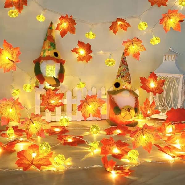 Thanksgiving og Halloween Lyslenke, 3 Meter, 20 LED, Høstdekorasjon