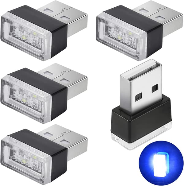 USB omgivende lys, LED bilinteriørlys, interiørbelysning, bilinteriørlys - blå