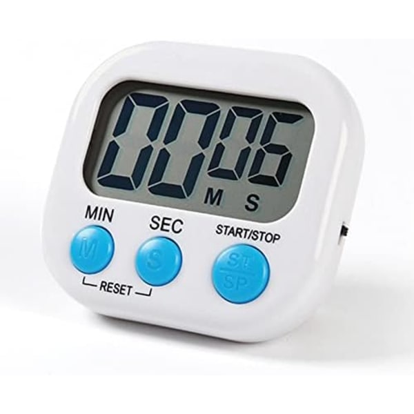 Magnetisk Kökstimer med Stor LCD-Display, Timer för Matlagning, Studier, Vit Nedräkning (Vit)