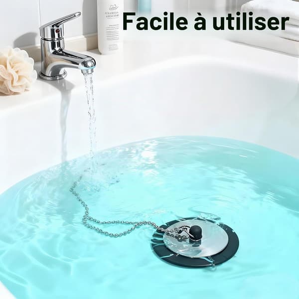 2 stk. universell badeplugg, badeplugg med rustfri stålkjede, for vask, baderom (størrelse 4,3 cm kjede (ikke 40 cm)