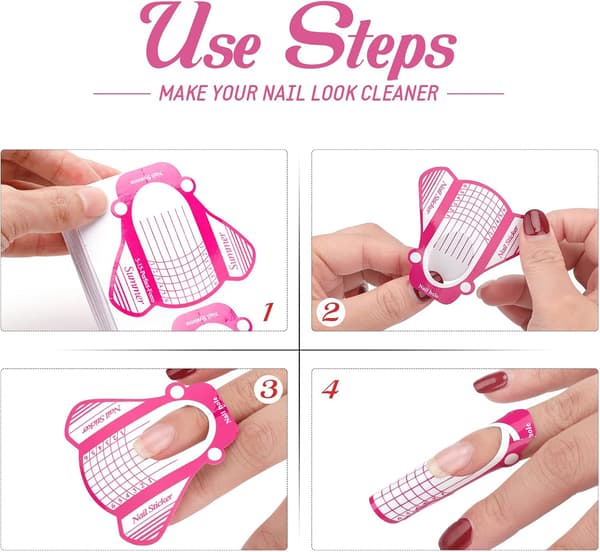 Papper Nail Forms för Gel Builder - 100 st Ros Nail Extension Form Stickers - Stora Självhäftande Nail Builder Forms