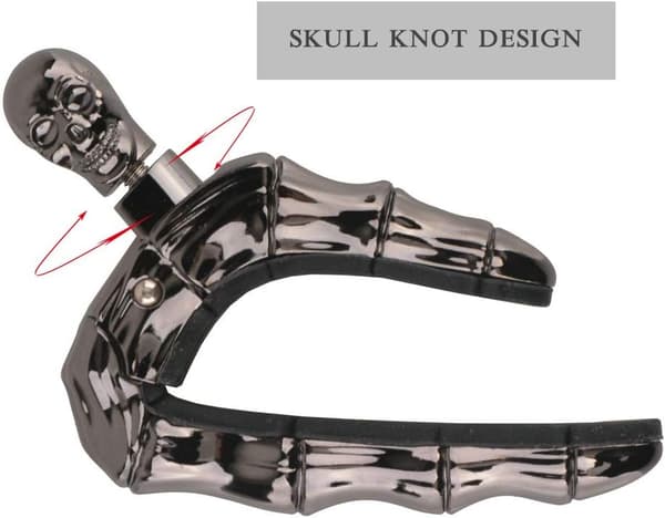Gitarr Capo Skull Capo för Akustisk och Elektrisk Gitarr Skelett Huvud Ukulele Capo med 5 Plektrum Black