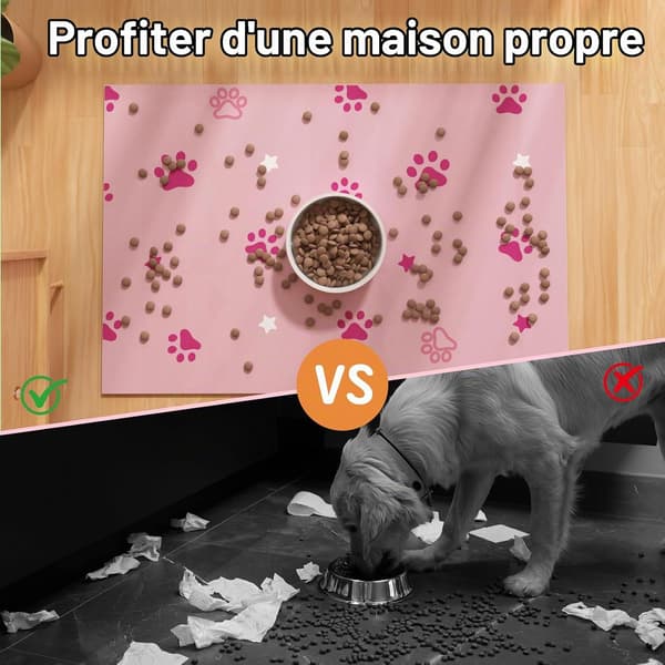 1 stk. hundefodermåtte 40x60cm, absorberende gummimåtte til kattevandskål til kæledyrsfoder