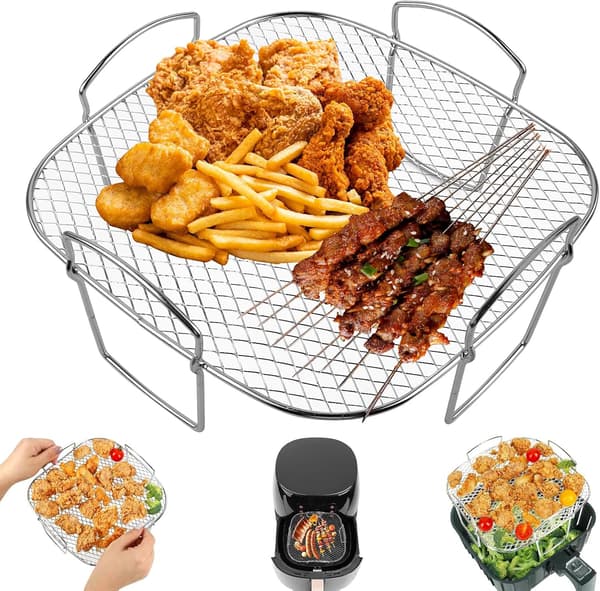 Stekerist for airfryere, laget av rustfritt stål, tilbehør til airfryer, tilbehør til dehydreringsrist.