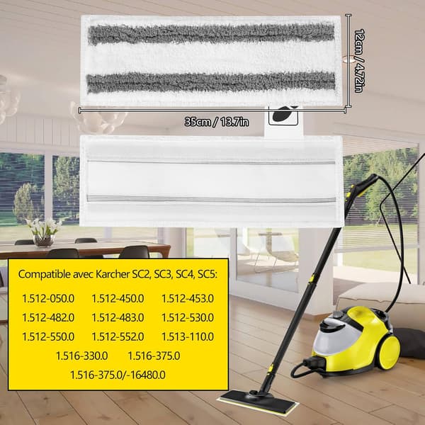 Til Karcher Easyfix SC2 SC3 SC4 SC5 damprensere: Moppeklude til Karcher Easyfix SC-serien (grå stribe - 4 stk.)