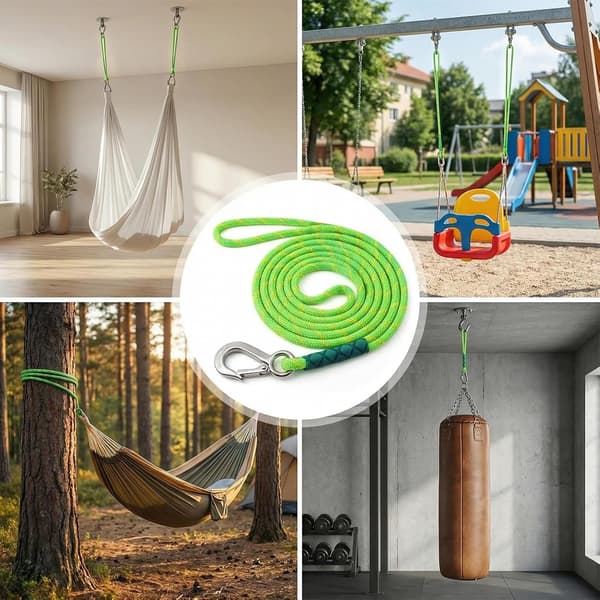 Ulkokeinuköysi, ulkokeinutarvike riippumaton ja joogan ripustamiseen, 0,6 m, vihreä, 1 kpl (0,6 m)