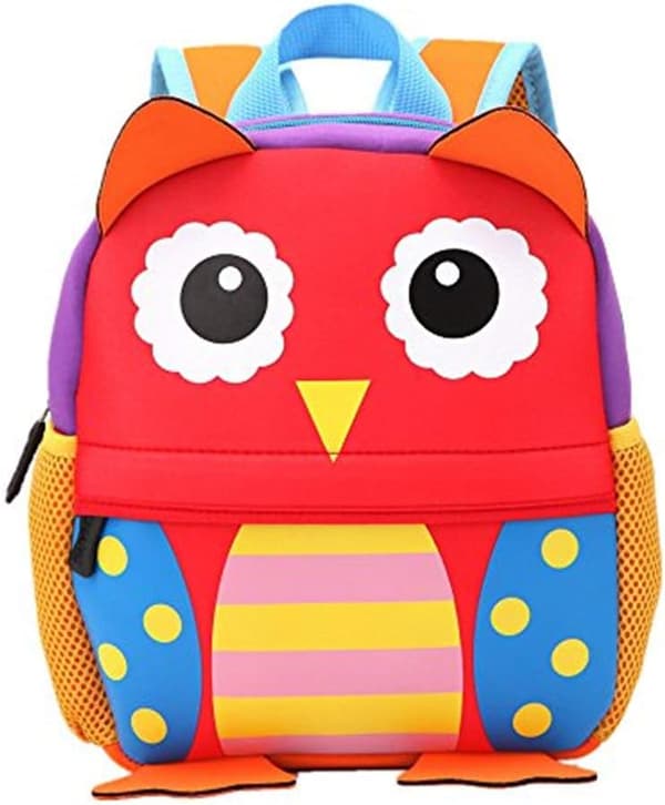 Barnryggsäck, Småbarnsryggsäck, djurdesign, Barnryggsäck för 2-5 åringar (uggla)