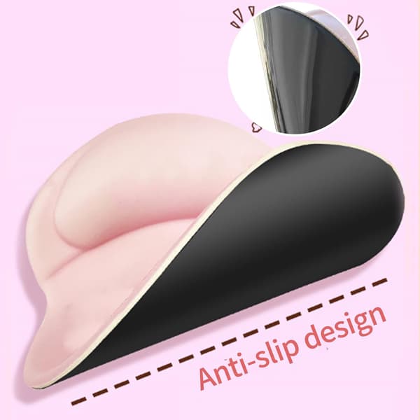 Kanin Musematte, Rosa Musematte med Håndleddsstøtte, Ergonomisk Musematte, Sklisikker Silikon Gel Base Rosa 255 X 214mm