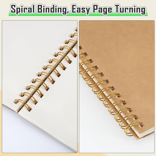 Blank Spiral Notesbog A5, 4-pak Spiralindbundet Notesblok A5, 100 Sider/50 Blanke Ark Power Protection Indbundne Notesbøger