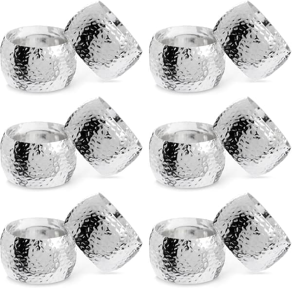 Set med 12 Silver Servettringar för Bröllop, Hem och Fest