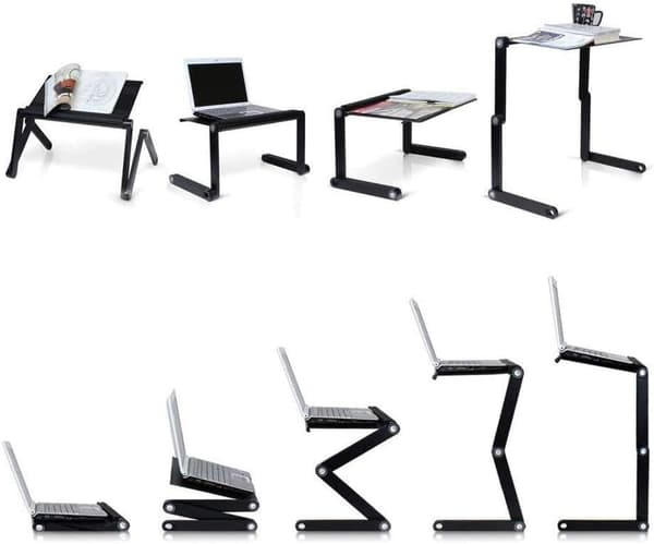 Laptop Stand, Foldbart Sengbord - 360° Justerbar Holder, til Laptop Bog (Sort)
