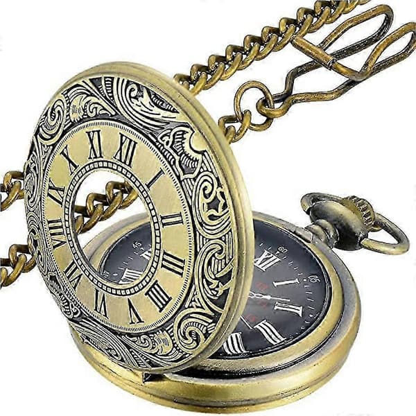 (bronse) Vintage lommeur for menn i stål