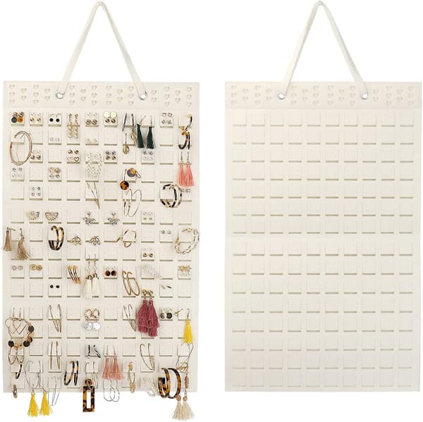 Hængende Øreringe Organizer, Kompakt Design, Blødt Materiale, til Kvinder Piger off white