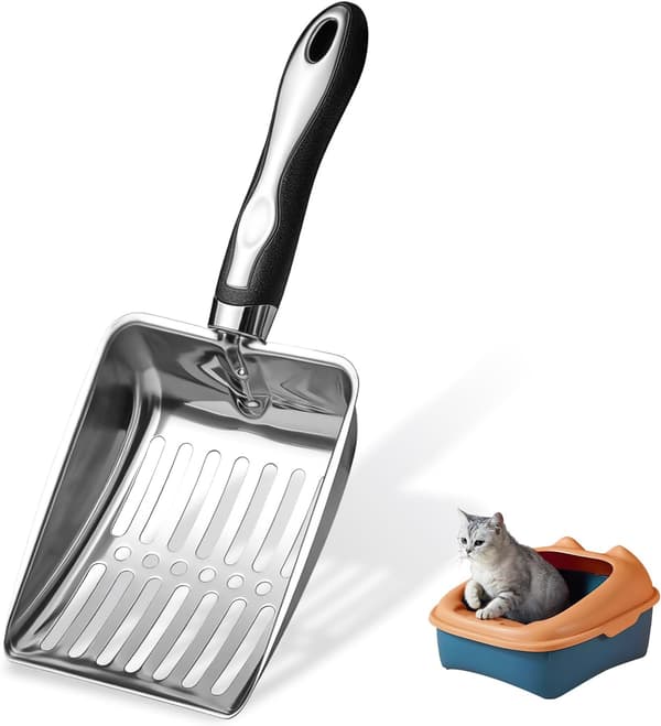 1 st Kattsandsspade - Metall - med Trähandtag - Kattsandsspade (Silver) 25.5x10x5cm