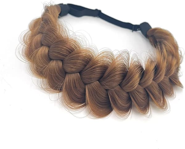 Flätade hårförlängningar i pannbandsstil, klassiska för brudar - Skönhetsaccessoar för kvinnor (ljusbrun)
