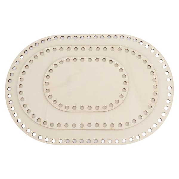 3 st Träkorgbotten Oval Blank Solid Virkad Korg Träbas för DIY Korgvävningstillbehör Hantverk