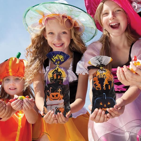 50 st Halloween Godispåsar - Pumpa Godispåsar, Partyfavoritpåsar för barn, 28x13cm