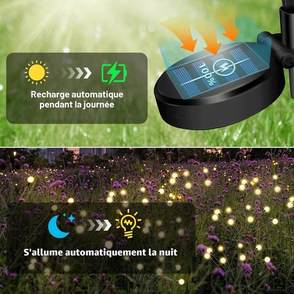 Firefly Solar Trädgårdslampor, 8 LED Solcellslampor, 4 Delar