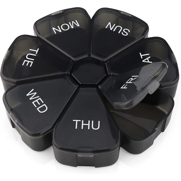 High quality round black pillbox organizer travel pillbox