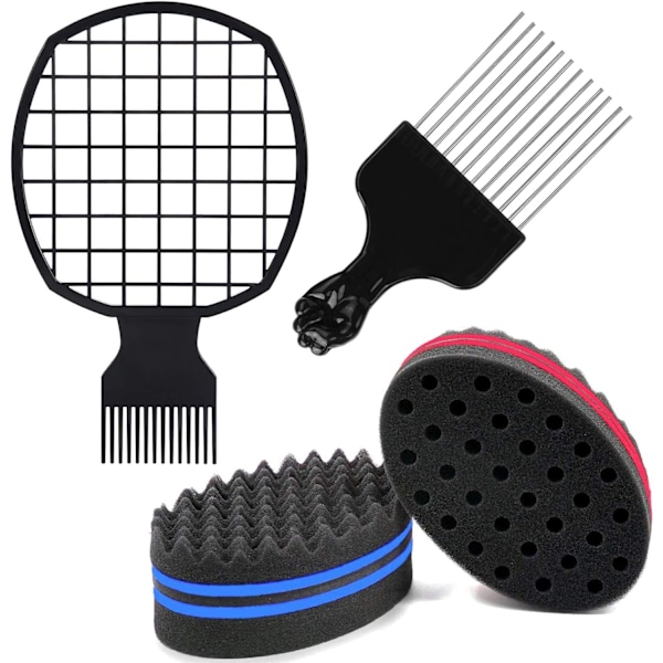 Hair Sponge Brush for Twists, 4 in 1 Afro Twist Comb Set, Afro Pi