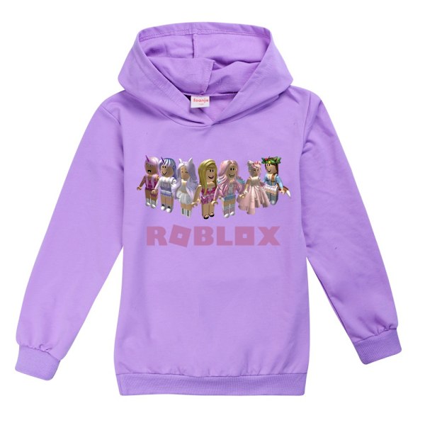 Barn Flickor Roblox Hoodie Huvtröja Casual Pullover Present lila purple 140cm