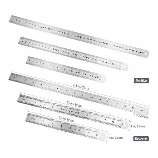 20cm+30cm+40cm Sverdfisk Stållinjal Metrisk Tommers Stållinjal Rustfritt Stållinjal Reverse Engineering Tegning Egnet