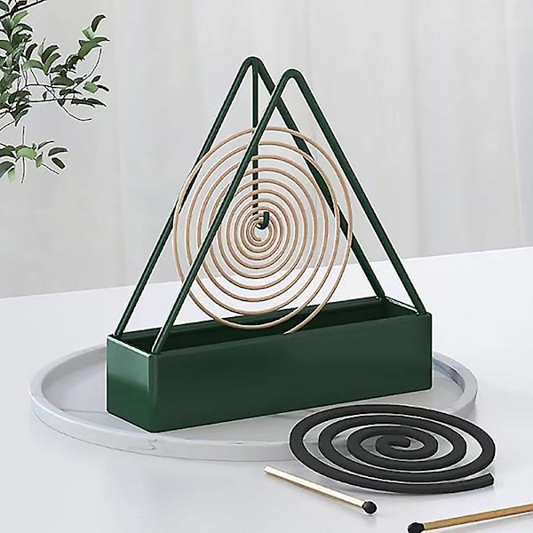 Jern Myggspiralholder, Røkelseholder, Spiral Røkelsebrenner, Moderne Avvisende Røkelseholder for Hjem, Soverom, Terrasse Green