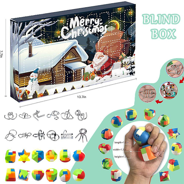 2023 Christmas Brain Teaser Puzzle Advent Calendar Xmas Countdown Present Blind Box Great Challenge Toys for Kids