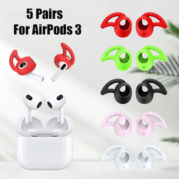 5 pairs of soft covers in silicone earplugs for Air Pods 3