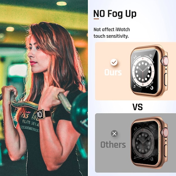 Vandtæt etui til Apple Watch 44mm SE (anden generation) Rosaguld Rose Gold 44mm