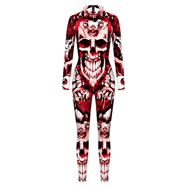 Zawaland Halloween-juhlan Painettu Spandex Elastinen Zentai Luuranko Body Jumpsuit Cosplay-asu Catsuit B142-160 B142-160 M