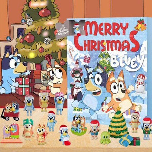 Bluey Hund 2024 Julkalender til Børn, (Opgraderet Version) 44 Gavedele - Tilfældig Stil (Blind Box), Julekalender til Børnefestival A