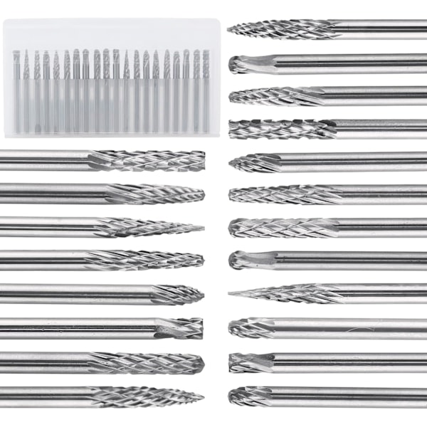 3mm Double Cut Set 20 Piece Tungsten Carbide Rotary File for Wood and Stone Cutting and Cleaning Burrs and Welds (3*3) Sunmostar