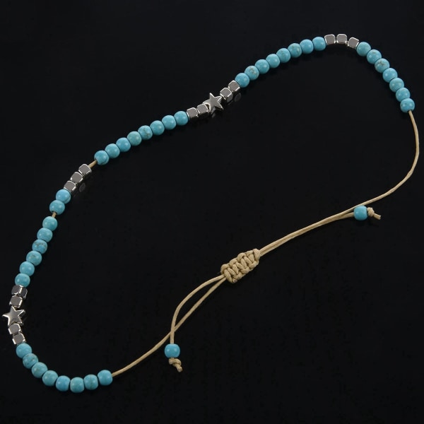 3x Bohemian Star Beads Stone Links för kvinnor Vintage Woven Rope Pendant Armband på benankel