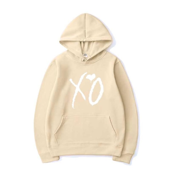 The Weeknd -painettu huppari Xo Mode Print Huppari Miehet Naiset Harajuku Hip Hop Vetoketjullinen Huppari Topit Beige 02 Beige 02 M