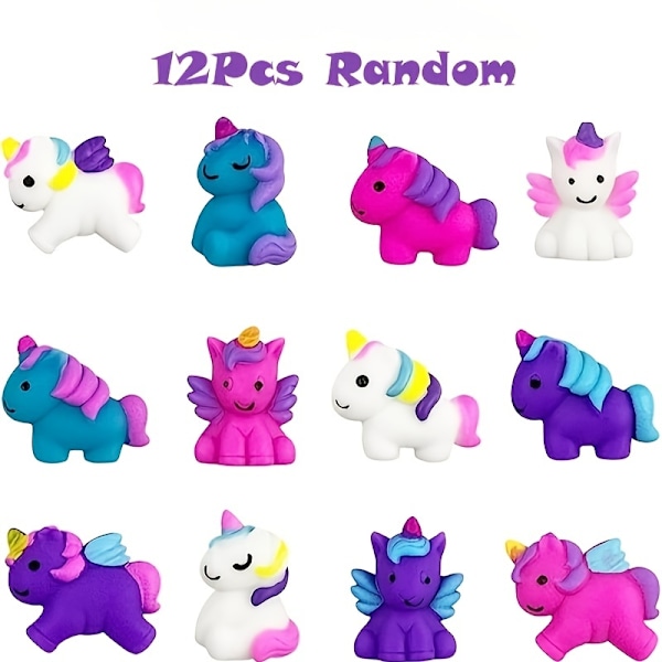 12pcs Unicorn Kawaii Squishes Mochi Squishy Toys, Stress Relief Toys For Kids Boys Girls Party Favors Birthday Gift Random