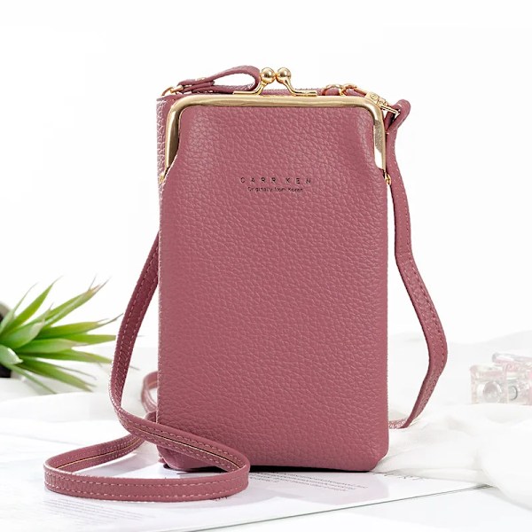 Læder Crossbody Taske til Kvinder Fashion Lille Mini Mat Læder Skuldertaske Clutch Telefon Taske til Damer Pung Light Pink