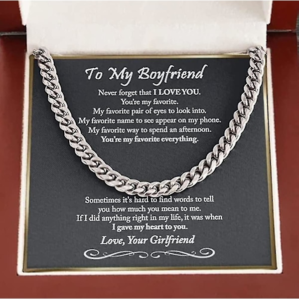 For My Husband Stainless Steel Cuban Chain Necklace For Him, Birthday Gifts For Boyfriend Husband