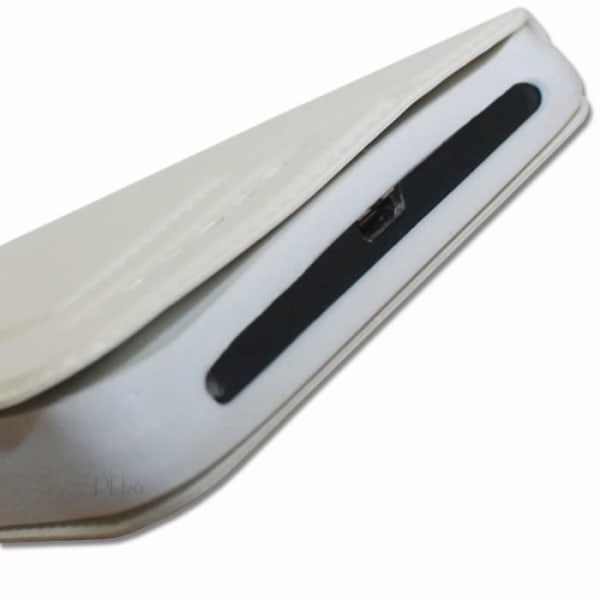 Alcatel 1 (2019) Extra Slim White Folio Case X 2 Window in hoogwaardig organisch leer met magnetische sluiting en stiksels