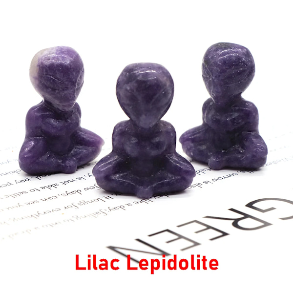 1,6\" Yoga Alien Statue Naturlig Reiki Stein Krystall Skåret Abstrakt Kunst Håndverk Healing Meditasjon Hjem Soverom Dekorasjon Gave Lilla Lepidolite Lilac Lepidolite 20pcs