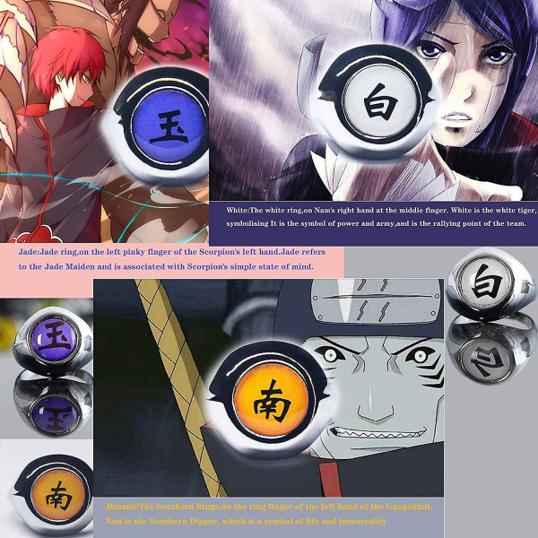 10 st ringar set Anime Naruto Cosplay Prop Ninja Uchiha Itachi Nec