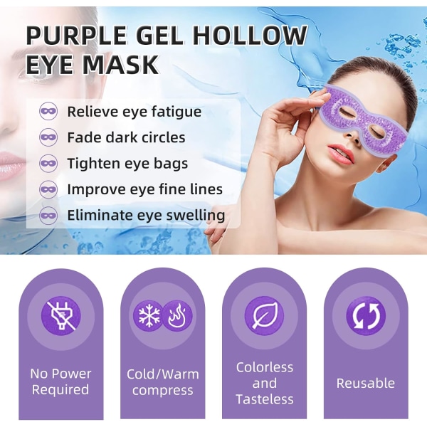 Kylande ögonmask, återanvändbar varm eller kall terapi Gel Bead Eye Mask med mjuk plysch rygg och justerbar rem för svullna ögon, torra ögon